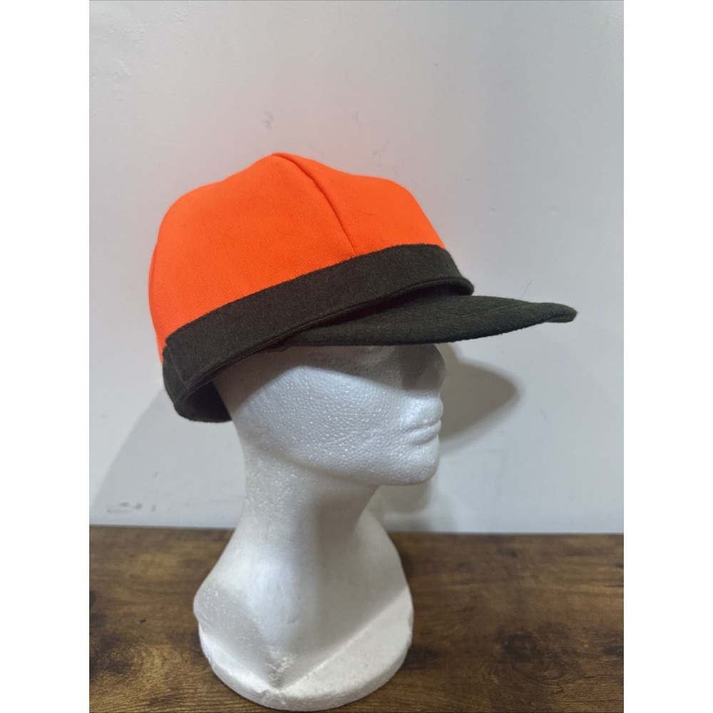 German Made Double Sided Hat Blaze Orange Wool Blend With Ear Flaps L/XL